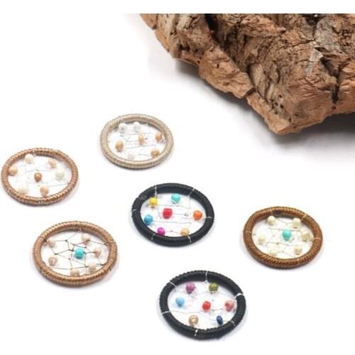 10pcs/lot handmade round bohemian beads woven flowers Charms pendant for DIY fashion jewelry making accessories