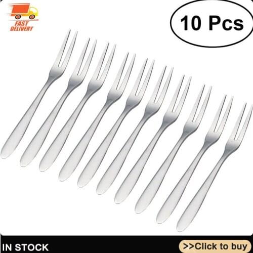 10pcs Stainless Steel Fruit Cake Forks Cocktail Forks Dessert Forks Tableware Environmentally friendly for Kitchen tools