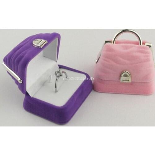 100pcs Handbag Jewelry Boxes Earring Ring Necklace Boxes Velvet Display Box Pink Purple