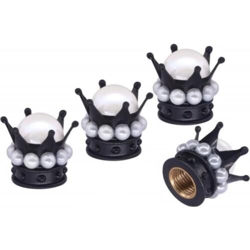 K1KE Cute Black Crown Valve Stem 4 Pcs Stem Covers for t.u.k. Motorcycles