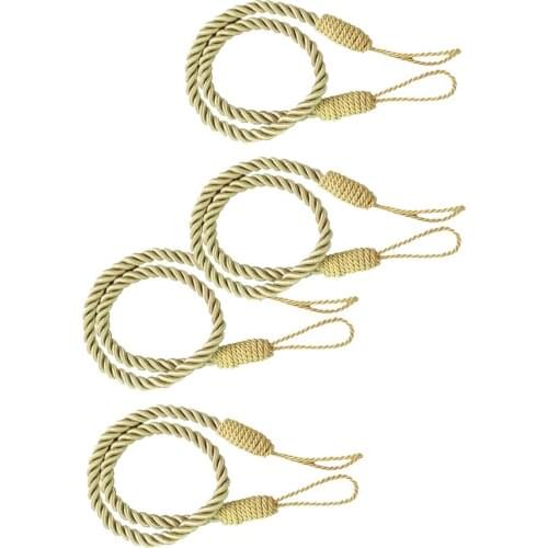 4 PCS Rope Curtain Tiebacks Tassel Thick Twisted Living Room Bedroom Decoration Golden
