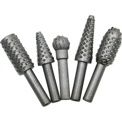 5-piece Carpentry Rotary File Wood Carving Knife Woodworking File Grinding Head Tip Hole Punch Wood Working Tools Accessories
