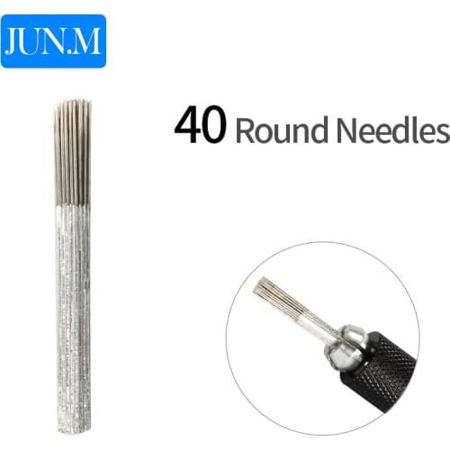 50Pcs/Lot Permanent Make Up 40Pins Round Needle Blades Microblading For Tebori Eybrow Manual Pen 3D Embroidery