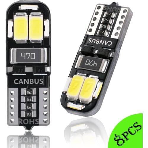 AGLINT 8PCS CANBUS T10 W5W 168 194 2825 LED Bulbs Auto Interior Dome Reading Side Marker Trunk Lights 6000K 12V White