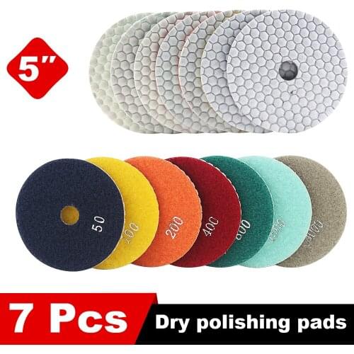 Free shipping diamond dry 5 inch polishing pads 125mm for grinding granite marble counter top