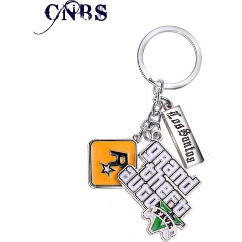 12/pcs/lot GTA5 Game Grand Theft Auto V Keychain Metal Key Rings For Gift Chaveiro Key chain Jewelry for cars YS10856