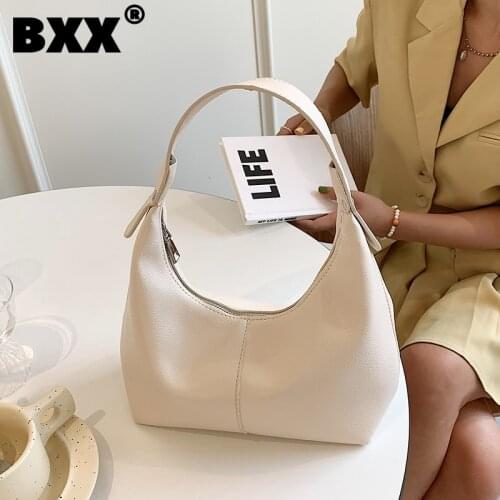 [BXX] Simple PU Leather Bags For Women 2021 Summer Branded Shoulder Bag Handbags Trending Luxury Ladies Travel Hand Bag HS966