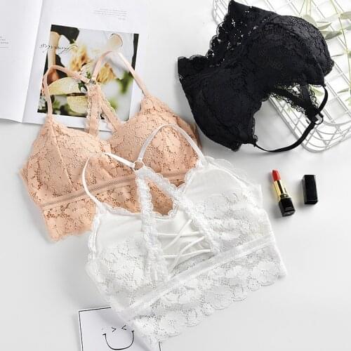 Linbaiway Push up Bra Women Sexy Lingerie Lace Bralette Seamless Padded Underwear Bra Crop Tops Beauty Back Brasiere Bra