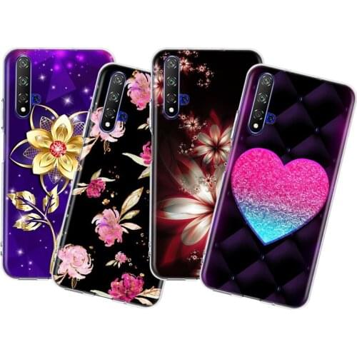 Pink love heart Leaf Cover For Huawei Honor 30i 30S 30 20S 20 V20 10i 10X 10 9A 9S 9C 9X Pro Lite Phone Case