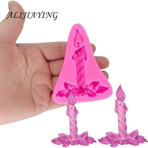 DIY Candle with Leaves shape Chocolate fondant mold Silicone Mold Sugarcraft Baking Tool Cake Decorating Cake Tools D1376
