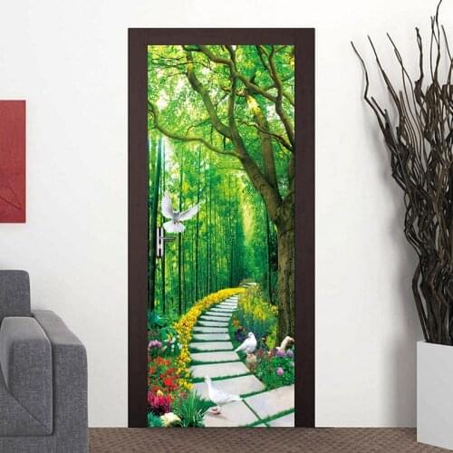Custom Photo Wallpaper Murals 3D Forest Small Road Nature Landscape Large Wall Painting PVC Self-adhesive Door Mural Sticker