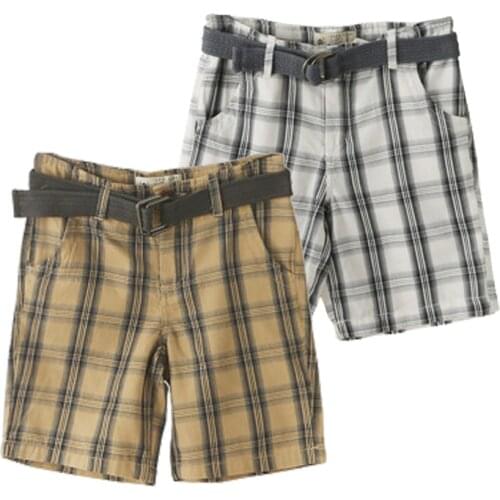 Boys Five-Tenths Trousers Classic Plaid Boy Shorts With Belt Cotton Kids Short Beach Short For Boy Wide Shorts Pants 2-7 Y