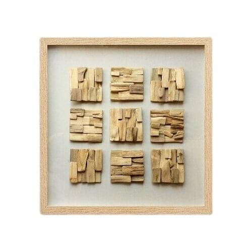 Interior Modern Wood Carved Decorative Wall Art Blocks Square Decor Shadow box For Living Room Home Decor
