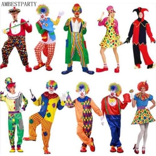 Halloween costume party magician clown clothes suit pocket adult clown costume circus clown Clothes Masquerade Dress AMBESTPARTY