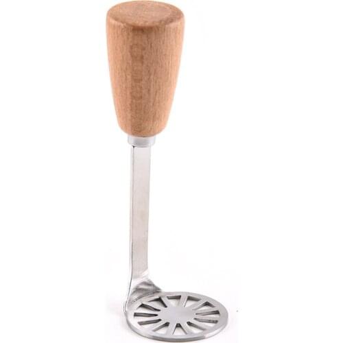 Kitchen Tool High Quality Masher Vegetable Potato Baby Food Supplement Stainless Steel With Wooden Handle Mashed Smasher
