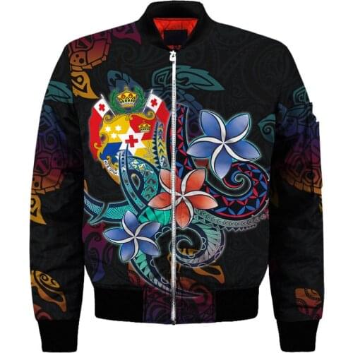 Hawaii Plumeria Men Unisex 3D Print Thick Flight Bomber Jackets American Samoa Winter Casual Coat Women New Fashion Streetwear 7