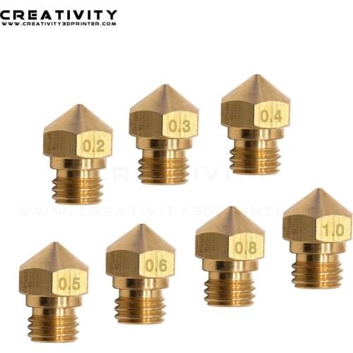 5PCS MK10 Nozzle M7 Threaded Brass 0.2mm 0.3mm 0.4mm 0.5mm 0.6mm for 1.75mm Filament 3D Printer Makebot Parts