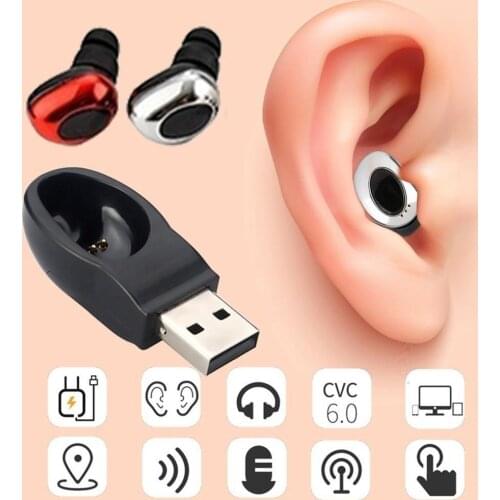 Mini Waterproof Bluetooth Earphone In-Ear Invisible Business Car Wireless Earphones with-Magnet USB Charger for Smart phones