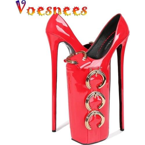 Voesnees Fashion Women Shoes Red Platform Super High Heels 30 cm Metal Buckle Pumps Female Pole Dance Night Club Banquet Shoes