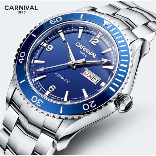 CARNIVAL Mens Watches Top Brand Luxury MIYOTA Automatic Mechanical Men Watch Steel Luxury Waterproof Sport Male Clock 2021