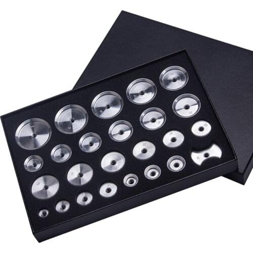 Professional 25 Piece Aluminum Watch Fitting Dies Set Compatible with Watch Press Fits Any Size Case Closer
