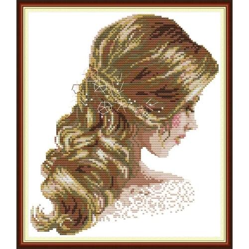 Joy sunday Cross Stitch Kit 11&14CTWhite Fabric Cotton Silk Thread Embroidery Handmade Needlework Home Decoration Beautiful Hair