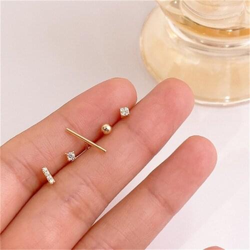 5pcs/set Gold Silver Color Crystal Stud Earring Set For Women Simple Cute Small Earrings 2021 New Fashion Korean brincos Jewelry