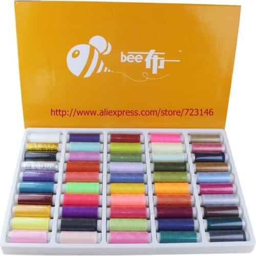 2019NEW 50 Spools /set Mixed Colors Polyester All Purpose Sewing Threads Cones Set Hot FOR SEWING PFAFF BERNINA BROTHER ELNA