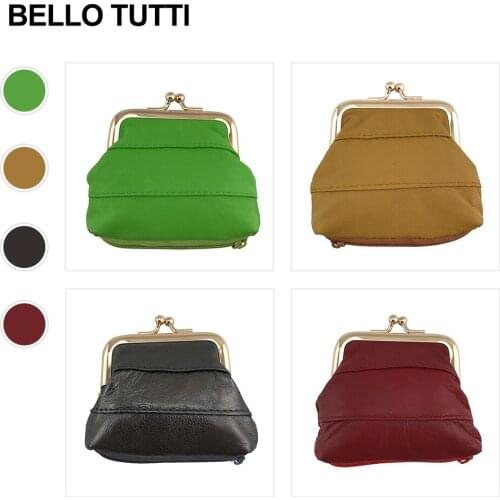 BELLO TUTTI Original New Women Key Wallets Mini Coin Purse Men Metal Hasp Genuine Leather Sheepskin Fashion Small Money Clip Bag