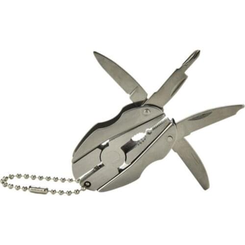 Outdoor Mini Survival Multifunctional Pliers Pocket Tools Serrated Knife Hand Tool Wire Cutter Screwdriver Saw Foldable Keychain