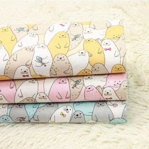 Half Yard Cartoon Seals Print Thin Cotton Cloth Handmade DIY Bag Garment Dress Children Cloth 100% Cotton D30