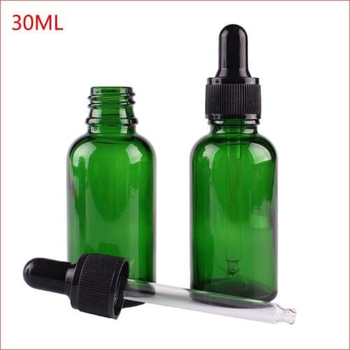 30ml 1OZ Empty Green Glass Dropper Bottle with Pipptte for essential oils aromatherapy liquid 100pcs/lot