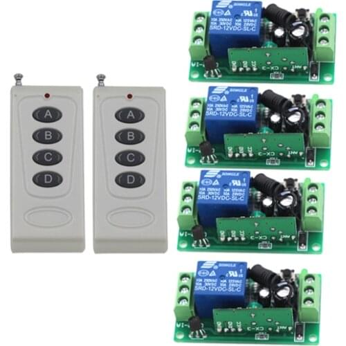 Long Distance RF Switching 2 Remote Control & 4 Receiver Wireless 220V Remote Control Switch System