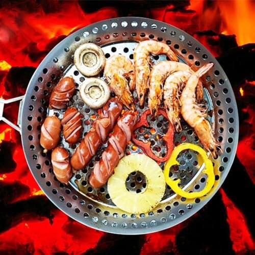 Stainless Steel BBQ Grill Net Roast Mesh Non-stick Meat Vegetable Baking Pan Temperature Bakeware Outdoor BBQ Accessories