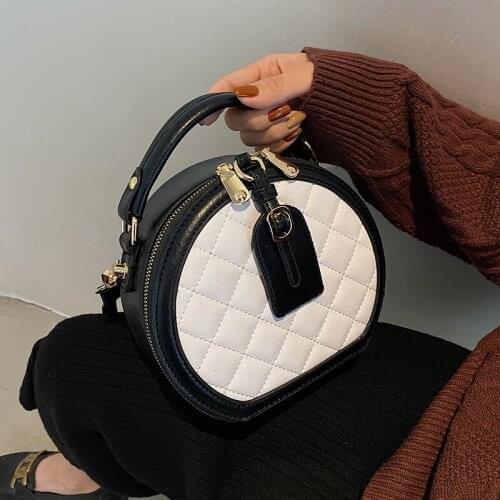 Luxury Design Diamonds Handbag Bag for Women Trend Messenger and Purse Female Fashion Solid Color Crossbody Small Round Bag