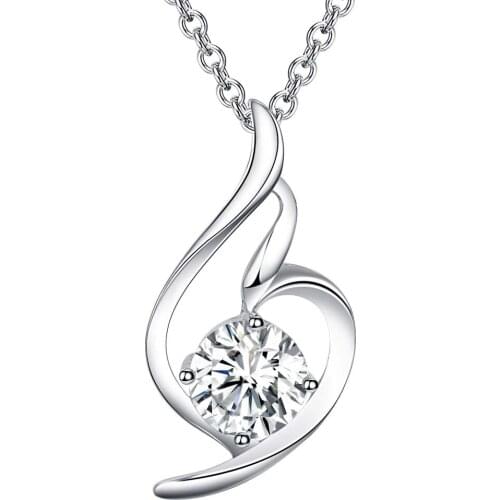 Lucky Charm Silver Color Pendants For Women Fashion Jewelry Necklace Lady Accessories Fashion Jewelry Pendant Shiny Stone AN391