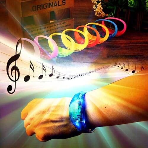 Wholesale Luminous LED Bracelet Sound Vibration Luminescence Silicone Bracelet Birthday Festival Party Lighting Wrist Strap