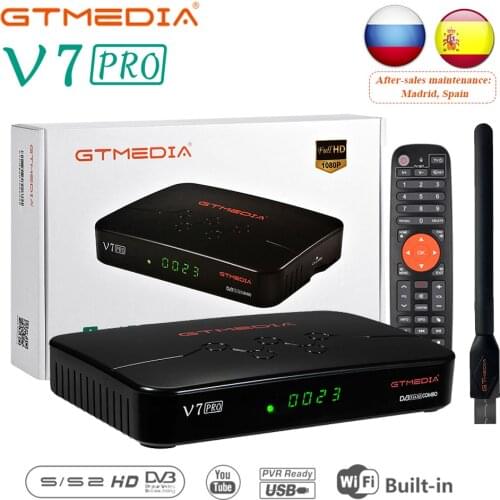 V7 PRO Set Top Box GTMEDIA 1080P Full HD DVB-S/S2X+T/T2 V7pro Support H.265 AVS+ and PowerVu DRE Biss Key T2MI Satellite TV Box