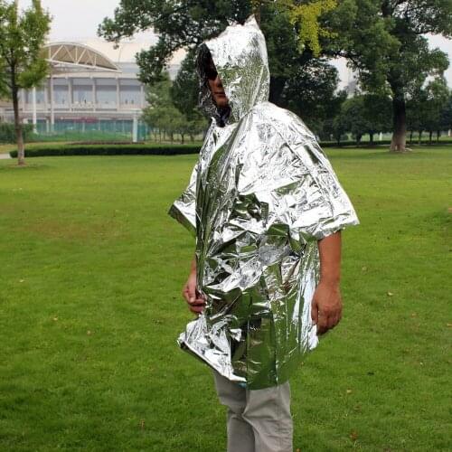 Emergency Blanket Raincoat Water Proof Survival Rescue Foil Thermal First Aid Silver Camping Military Blanket Rescue Raincoat