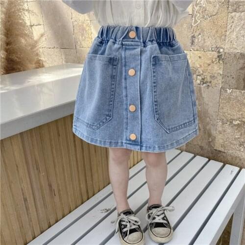 2 3 4 5 6 Years Toddler Girl Skirts Fashion Korean Denim Skirt Elastic Waist High Quality Skirt For Girls 2020 Child Pettiskirts