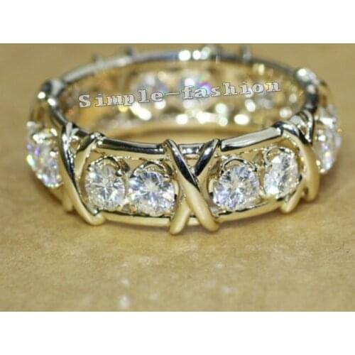 Choucong Luxury Jewelry 3mm Stone 5A Zircon Cz 10KT Yellow Gold Filled Engagement Wedding Band Ring For Women Gift