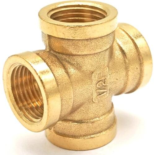1/2" BSP Female Brass Equal Cross 4 Ways Pipe Connector Fitting Coupler