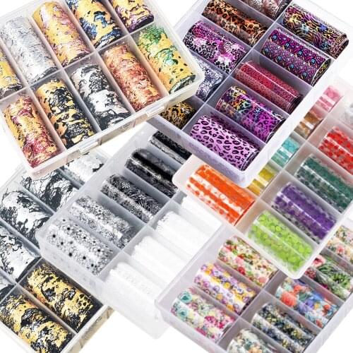 10roll/Box Flower Butterfly Nail Art Transfer Foil Sticker Glow in the Dark Gel Polish Slider Luminous Wrap Adhesive Decal WS#50