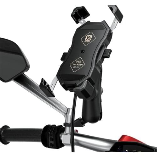 12V Waterproof Motorcycle QC3.0 USB Fast Charger Mount Stand Cellphone Holder Y51A