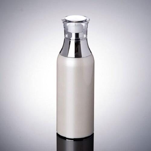 120ML pearl white airless bottle silver collar transparent lid airless bottle for serum/lotion/emulsion/foundation packing