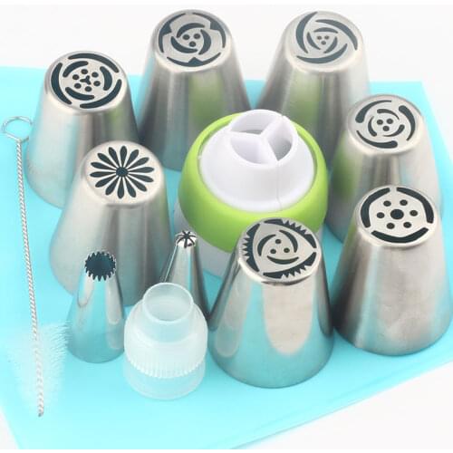 13Pcs/Set Russian Icing Piping Nozzles Tips Cake Decorating Sugarcraft Pastry Cake Baking Tools Rose Flower Cream Pastry Tips