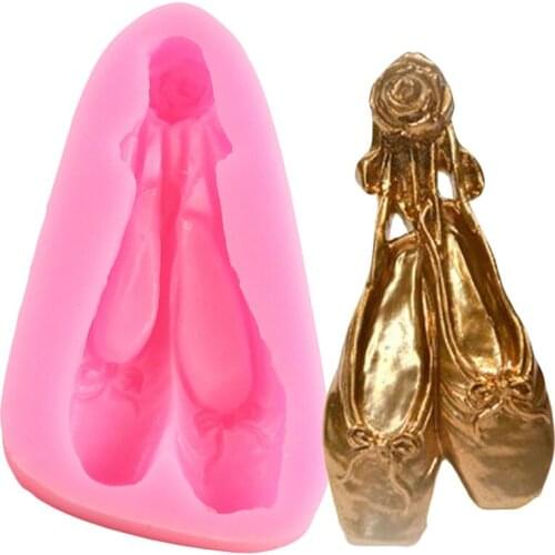 3D Ballet Slippers Shoes Silicone Mold DIY Baking Fondant Cake Decorating Tools Candy Clay Chocolate Gumpaste Moulds