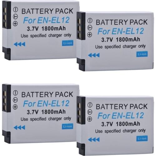 4pcs EN-EL12 Battery ENEL12 EN EL12 Li-ion Batteria for Nikon CoolPix S610 S610c S620 S630 S710 S1000pj P300 P310 P330 S6200