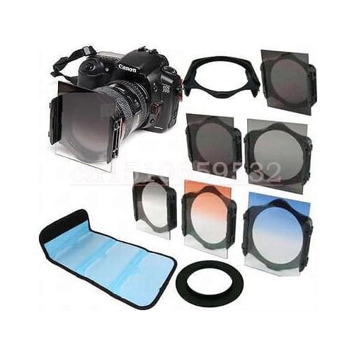 49 52 55 58 62 67 72 77 82mm Ring Adapter+ ND2 ND4 ND8 + Graduated Orange Blue Filter for Cokin p series With Tracking Numnber