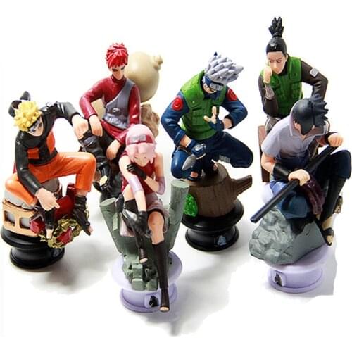 6pcs/lot Naruto 8cm Chess Action Figure New Sasuke Ninja Model Toy